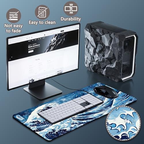 Mouse Pad Gaming - Desk Mat for Keyboard and Mouse - Large Mouse Pads for Desk, Gaming Mousepad with Non-Slip Base, Desks Pad (31.5" X 11.8") for Game, Office and Home