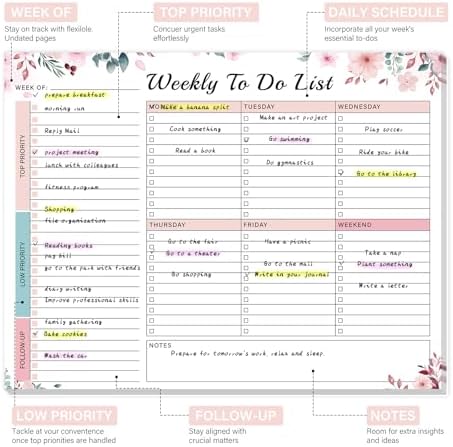 TREES Weekly To-Do List Notepad, 52-Week Desk Planner Organizer, 8.5" x 11"