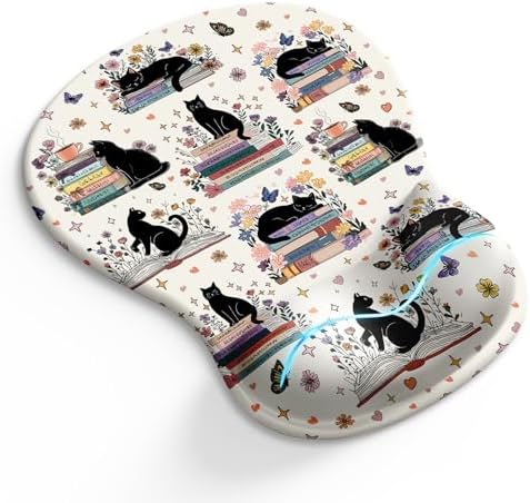 Cat Mouse Pad with Wrist Rest Cute Ergonomic Mousepad Middle Concave Office