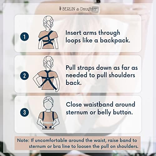 Berlin & Daughter Posture Corrector - Fully Adjustable Breathable Clavicle Chest Back Support Brace for Improves Posture & Provide Lumbar Support Back Pain Relief - Perfect for Men & Women - Medium