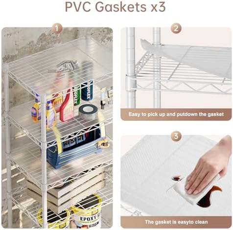 SINGAYE 5 Small Wire Shelves Kitchen Pantry Close Home Organizers and Storage Bathroom Shelf Laundry Room Organization Adjustable Book Metal Garage Shelving Unit