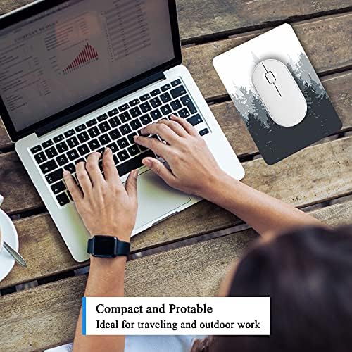 Small Mouse Pad, Mini Mouse Pad 6 x 8 in, Thick Rubber Waterproof Mouse Mat, Cute Mousepad for Women Men Kids Wireless Mouse Mini Laptops Keyboard Tray Home Office Travel, Black White Forest