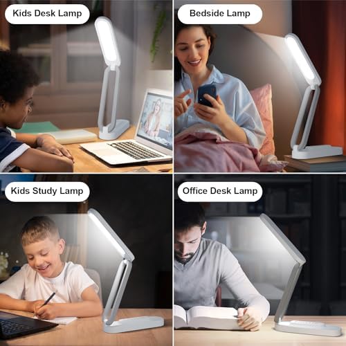 Giryuhd LED Desk Lamp for Office Home & Battery Operated Lamp Rechargeable Lamp Foldable & Portable Light, LED Desk Light Strip, 3 Brightness Dimmable Small Desk Lamp Wireless Reading Lamp(2PACK)
