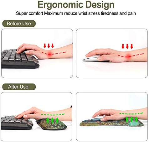 ToLuLu Keyboard Pad Wrist Rest Mouse Pad, Gel Ergonomic Mouse Pads Wrist Support for Computer Laptop Home Office, Mousepad Keyboard Wrist Support Memory Foam for Easy Typing Pain Relief, Mandala Arts