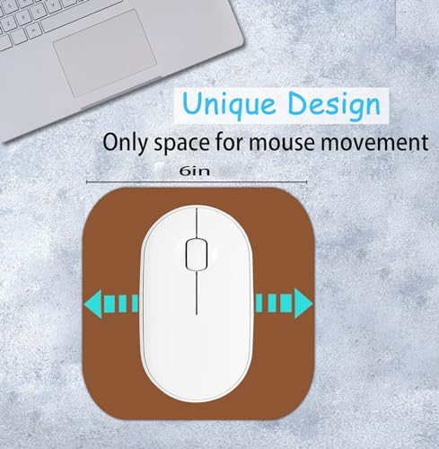 Mini Mouse Pad, 6x6 Inches, Waterproof Non-Slip Rubber Base, for Laptop, Keyboard Tray, Wireless Mouse, Home, Office, Travel (Brown)