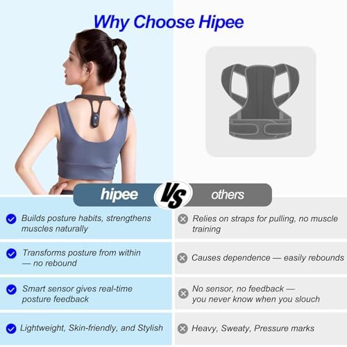P1 Posture Corrector for Women Men, Strapless Upper Back Brace, Vibration Reminder, Rechargeable, 50H Battery