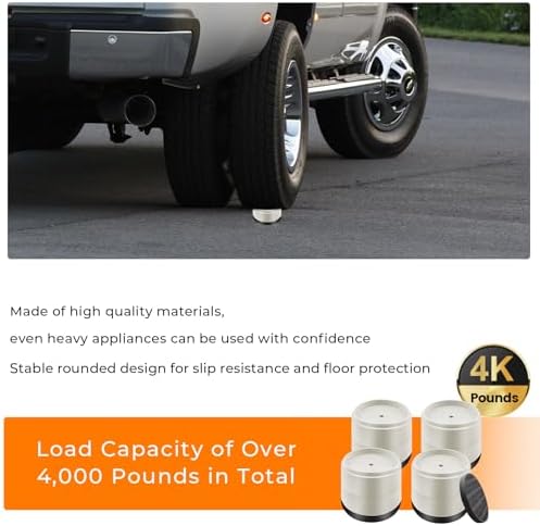 Furniture Risers Bed Risers Heavy Duty 1 inch, 2 inch, 3 inch, 4 inch Round Adjustable Bed Lifts Riser for Desk Legs Table Couch Sofa Chair Refrigerator Washing Machine (1+1+1 Inch, White, 4 Pack)