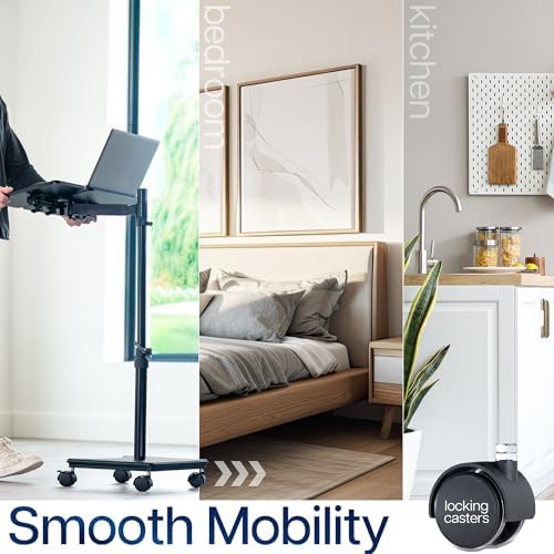 VIVO Black 15 x 12 inch Laptop Cart with Extension Arm, CART-H10L