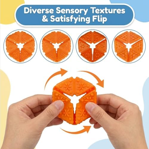 Sensory Fidget Toys for Kids Adults: Textures Sensory Flip Cube, Stress Fidgets Toys for Teen with Anxiety Autism ADHD Focus, Quiet Desk Fidget Toy for Classroom Prize, Office, Calm Down Corner