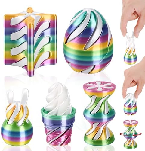 5 Pack Spinning Fidget Toys Rainbow 3D Printed Desk Decor Set