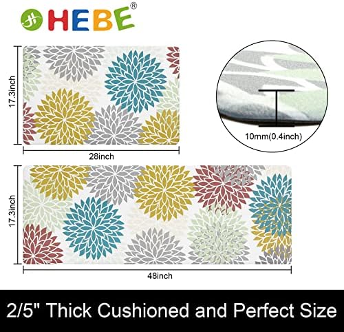 HEBE Anti Fatigue Kitchen Rugs Set of 2, Cushioned Kitchen Mats for Floor