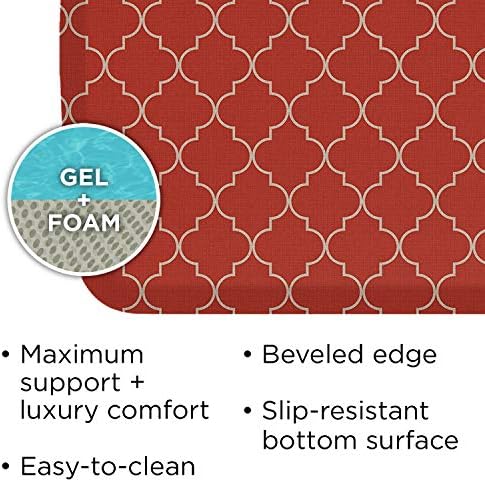 GelPro Elite Premier Anti-Fatigue Kitchen Comfort Floor Mat, 20x72, Trellis Red Chile Stain Resistant Surface with Therapeutic Gel and Energy-Return Foam for Health & Wellness