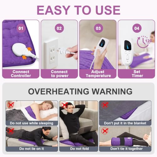 Heating Pad,Electric Heating Pads,Heating Pad for Back,Purple,24x20 Inch