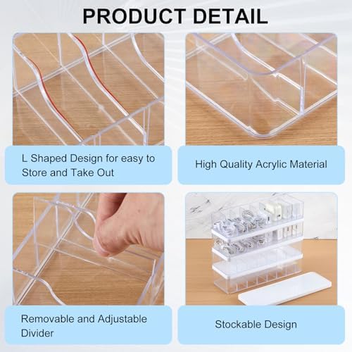 Tatuo Cord Organizer Box with Lid, Clear, White, 6 Pack