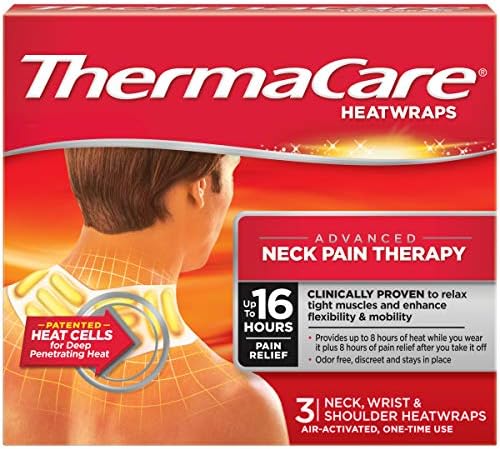 ThermaCare Portable Heating Pad, Neck and Shoulder Rain Relief Patches, Multi-Purpose Heat Wraps, 3 Count