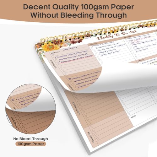 Taja Weekly To Do List Notepad, Undated Weekly Planner Pad, 8.5" x 11"