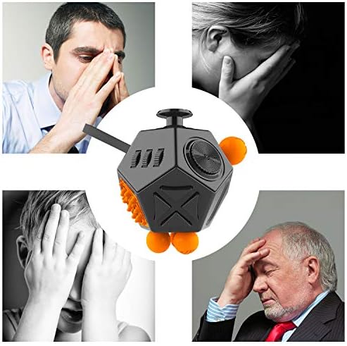 Fidget Dodecagon,12 Sided Fidget Toys Cube for Kids and Adults (A1 Black)