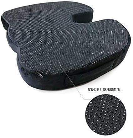 Black Memory Foam Seat Cushion - Sciatica, Back, Hip, and Tailbone Pain Relief, Firm Version, Support for Office Chair, Wheelchair, Car. Non-Slip Orthopedic Coccyx Memory Foam (2 Pack)