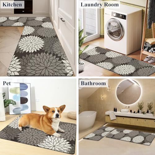 HEBE Anti Fatigue Kitchen Rugs Set of 2, Cushioned Kitchen Mats for Floor