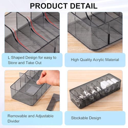 Tatuo Cord Organizer for Drawer Desktop, Gray, 1 Pack