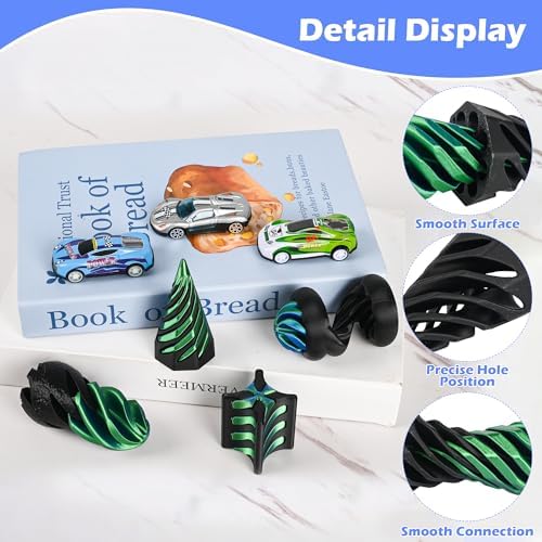 4 Pack Spinning Fidget Toys Blue Black 3D Printed Desk Decor Set