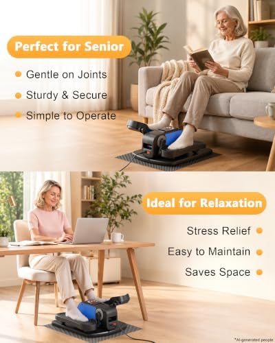 Mini Under Desk Elliptical Electric Leg Exerciser for Senior 12 Speed 4Mode