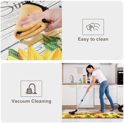 KIMODE Anti Fatigue Kitchen Mat, Farmhouse Sunflower Kitchen Rugs Sets of 2