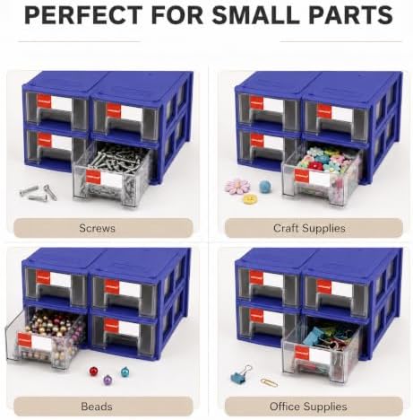 16 Pack Stackable Desk Organizer Drawers for Craft Storage Blue