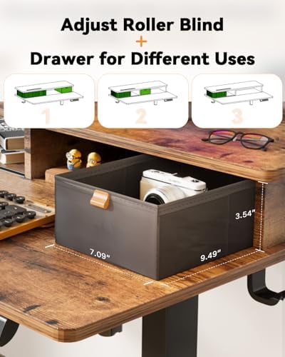 JOY worker 35" Small Electric Adjustable Desk with Monitor Stand & Drawer