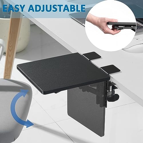ETHU Compact Foldable Desk Extender Tray with Clamp, 9.4x9, Black
