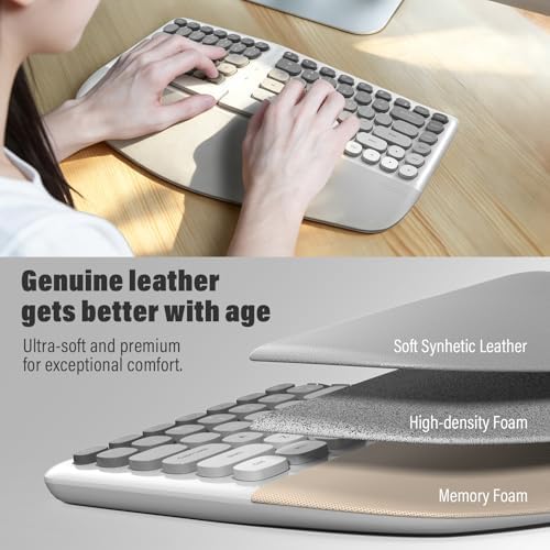 MOFII Wireless Ergonomic Keyboard and Mouse Combo, Split Curved Keyboard with Wrist Rest, Vertical Mouse, 2.4G, for PC Laptop Desktop Mac- Gray Gradient Colorful