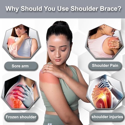 Wonder Care Left Right Shoulder Immobilizer Arm Sling Elastic Brace for Clavicle Collar Bone Dislocation Subluxation Shoulder stabilizer Compression Brace After Rotator Cuff Surgery