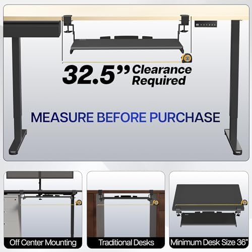 VIVO White Clamp-on 27 x 11 in Adjustable Keyboard Tray, MOUNT-KB05HW