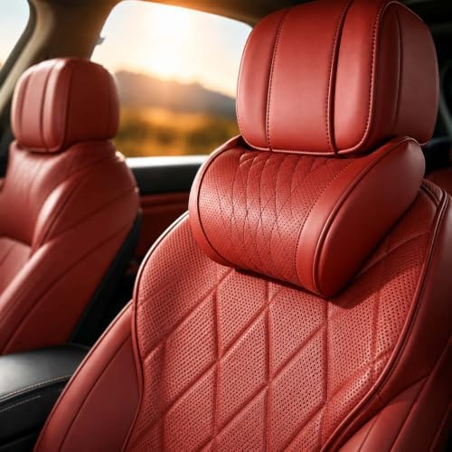 Universal Memory Foam Car Headrest Neck Pillow Adjustable Driving (Red)