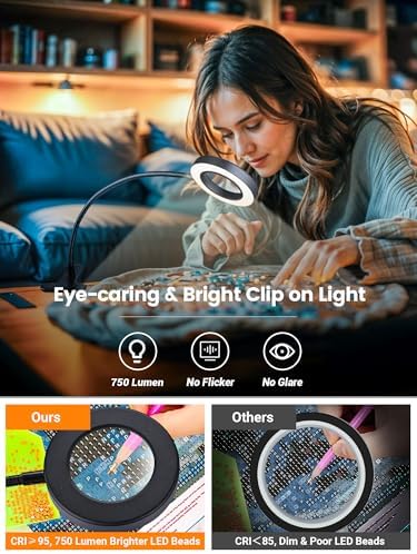 10X Magnifying Glass with Light,5 Colors+10 Brightness Magnifier with Light