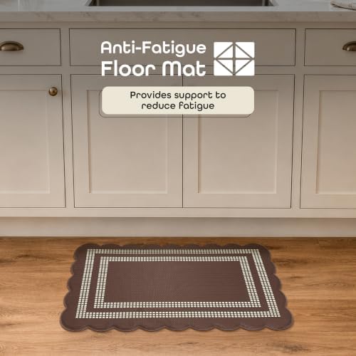 Anti Fatigue Scallop Mat 18 x 30 in, Remi, Brown/Ivory