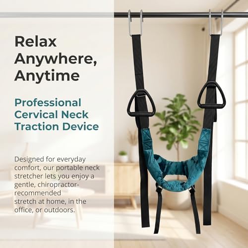 Neck Stretcher Cervical Traction Device for Spine Decompression, Portable Hammock for Home, Office, or Travel