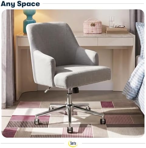Serta Home Office Desk Chair with Low Padded Arms, Vanity Chair for Bedroom