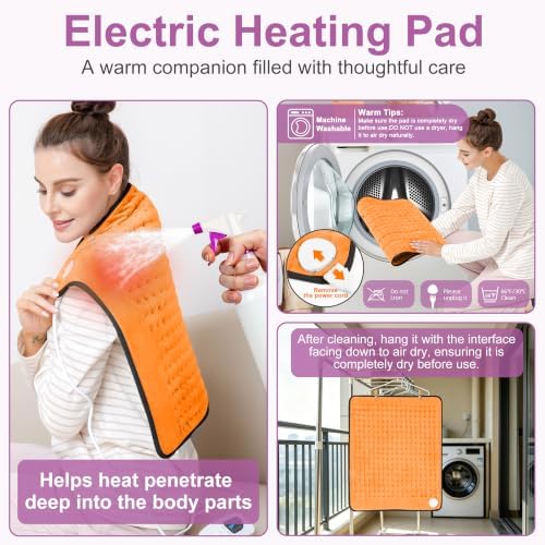 Heating Pad,Electric Heating Pads,Heating Pad for Back,Orange,24x20 Inch