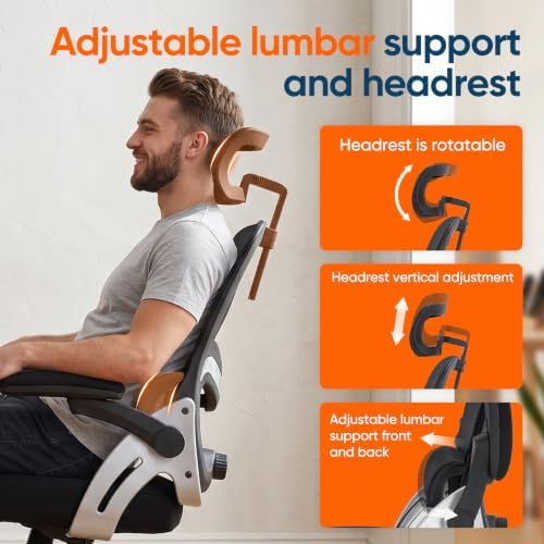Ergonomic Office Chair 400 lbs Mesh Desk Chair with Headrest