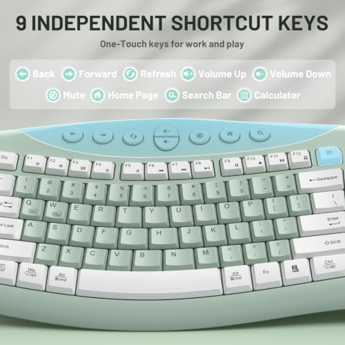 Wireless Keyboard and Mouse Combo Silent Ergonomic Curved Design for Office