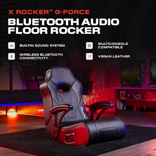 X Rocker Video Gaming Floor Rocker Chair, Built-in Audio, College Dorm Essentials for Guys and Girls, Bedroom, Foldable, Gifts for Gamers