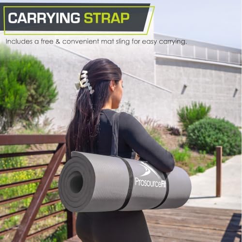 ProsourceFit Extra Thick Yoga and Pilates Mat, 71-inch Long High Density Exercise Mat with Comfort Foam and Carrying Strap