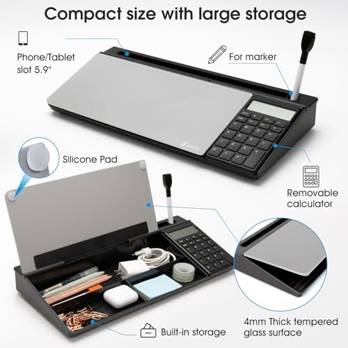 Varhomax Glass Desk Whiteboard with Calculator