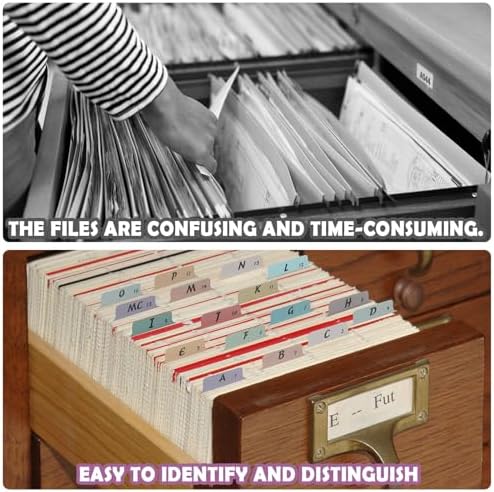 gisgfim 25 Alphabet File Guides, A‑Z Top‑Tab File Cabinet Dividers, Vintage