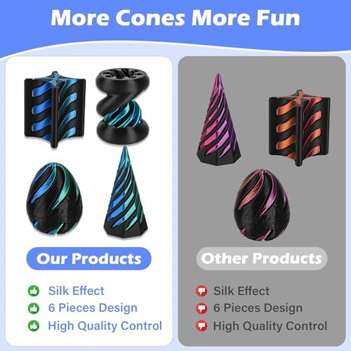 4 Pack Spinning Fidget Toys Blue Black 3D Printed Desk Decor Set