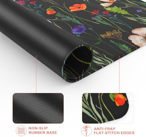 eulps Mouse Pad with Stitched Edge, Multiple Patterns Computer Mouse Pads with Non-Slip Rubber Base, Washable Cloth Mousepad, for Gaming, Laptop, PC (Wildflower Night)