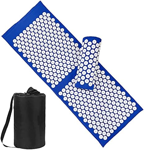 XiaoMaGe 47" Acupressure Mat and Pillow Set with Carry Bag (Blue)