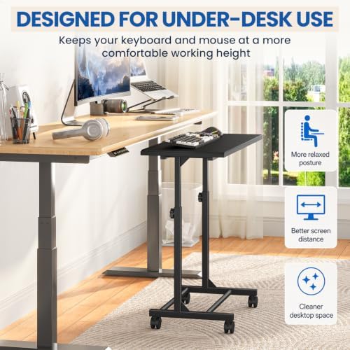 Snughome Mobile Keyboard Tray with Mouse Pad, Adjustable Keyboard Stand