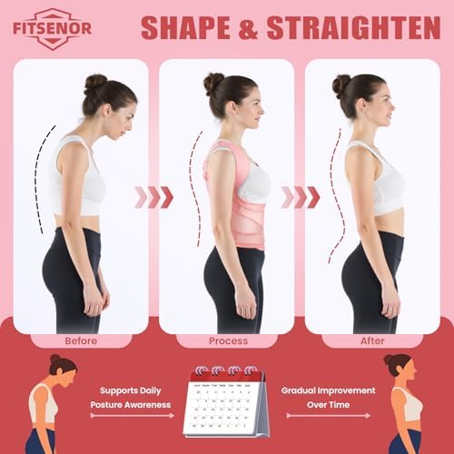 Pink Back Support, Back Posture Corrector for Women (Size M)